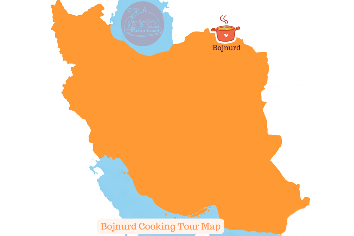 ¡Explora la ruta del viaje gastronómico de Bojnurd en el mapa!