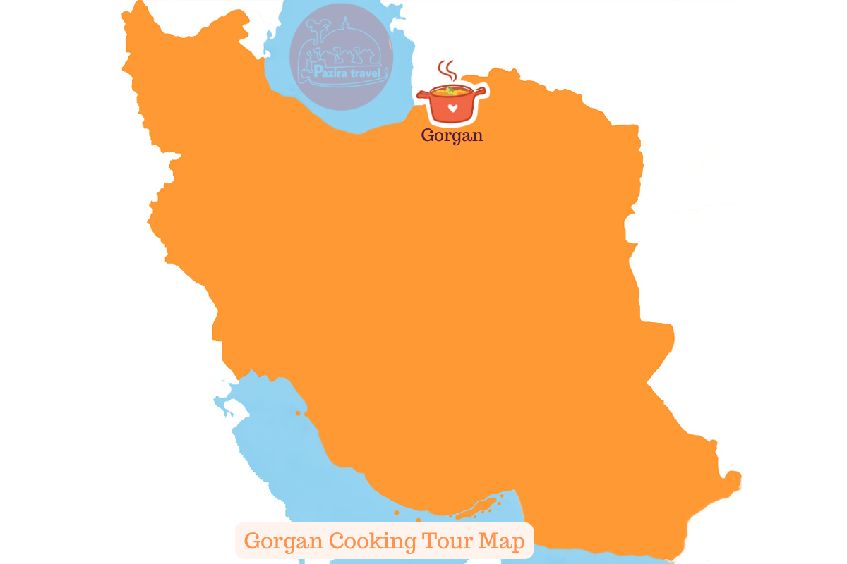 ¡Explora la ruta del viaje gastronómico de Gorgan en el mapa!