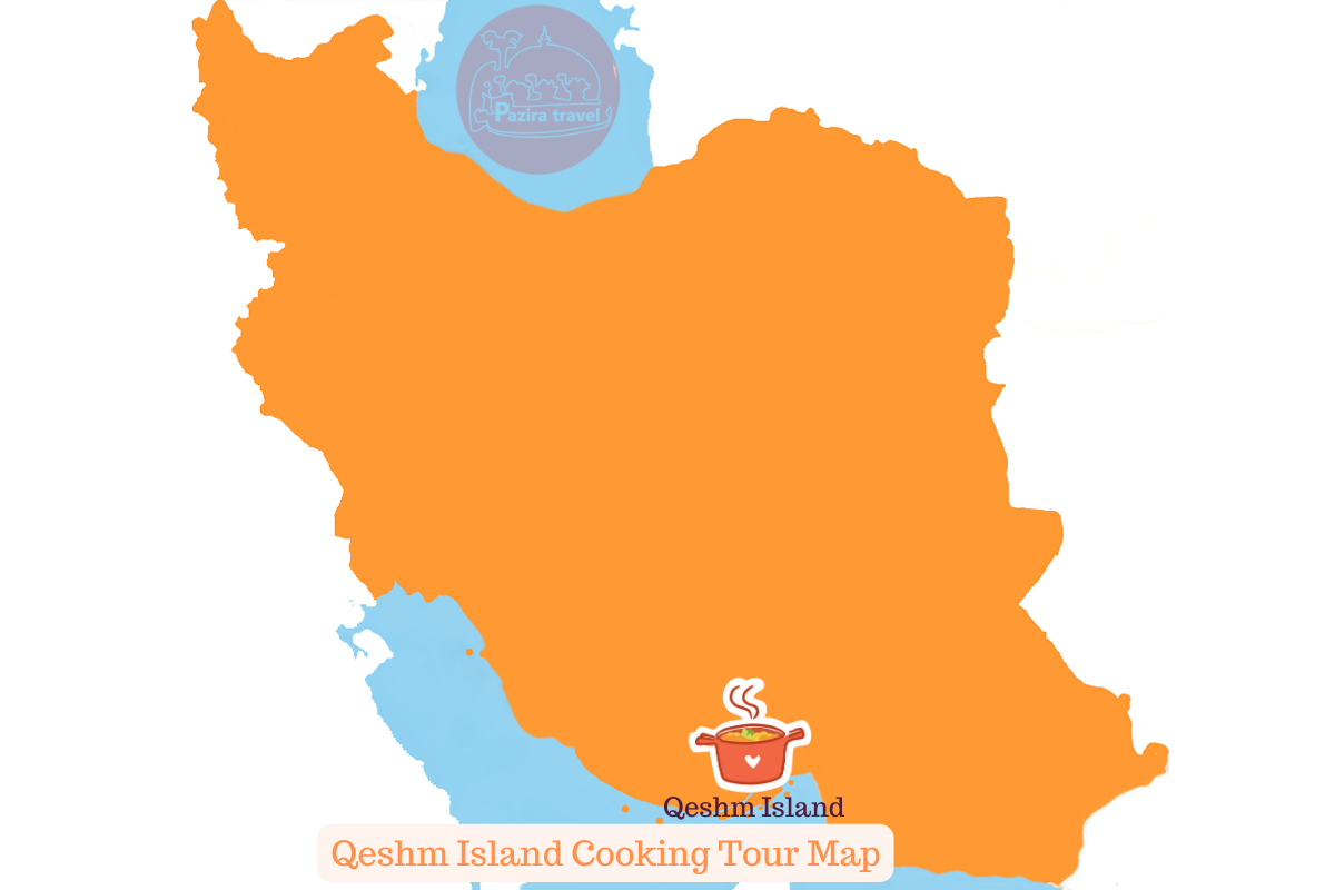¡Explora la ruta del viaje gastronómico de Qeshm en el mapa!