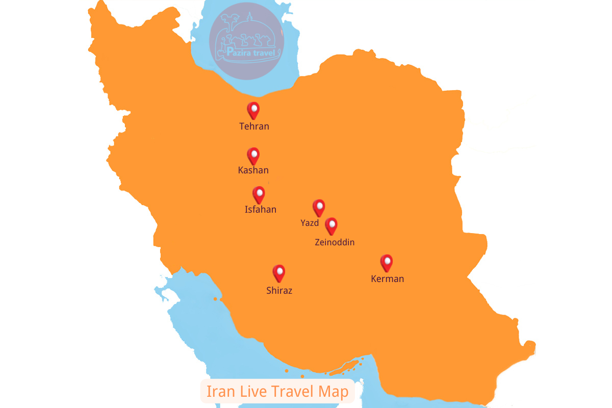 ¡Explora la ruta de viaje de Irán en vivo en el mapa!