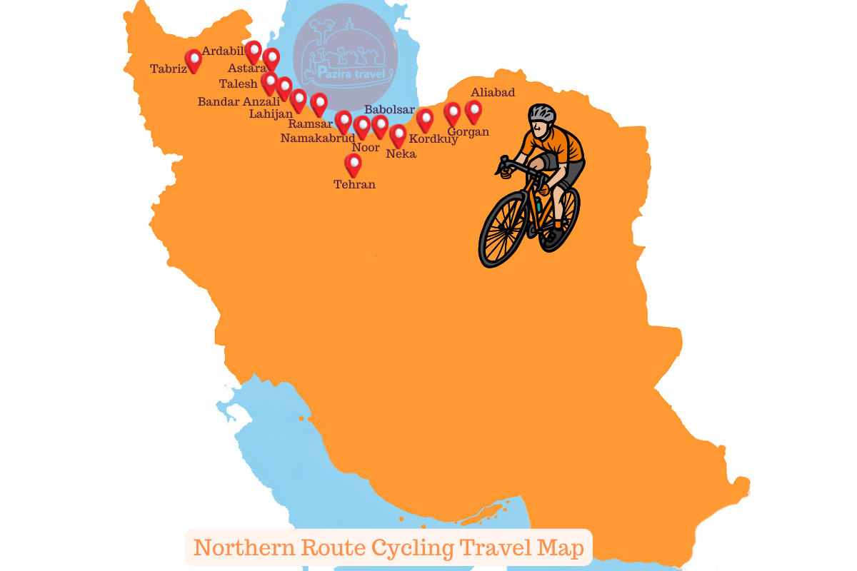 ¡Explora la ruta del viaje en bicicleta Ruta Norte en el mapa!