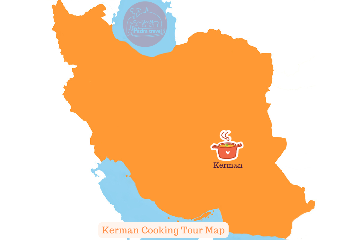 ¡Explora la ruta del viaje gastronómico de Kerman en el mapa!