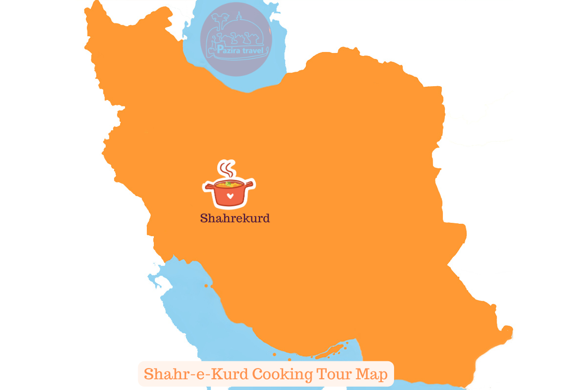 ¡Explora la ruta del viaje gastronómico de Shahrekord en el mapa!
