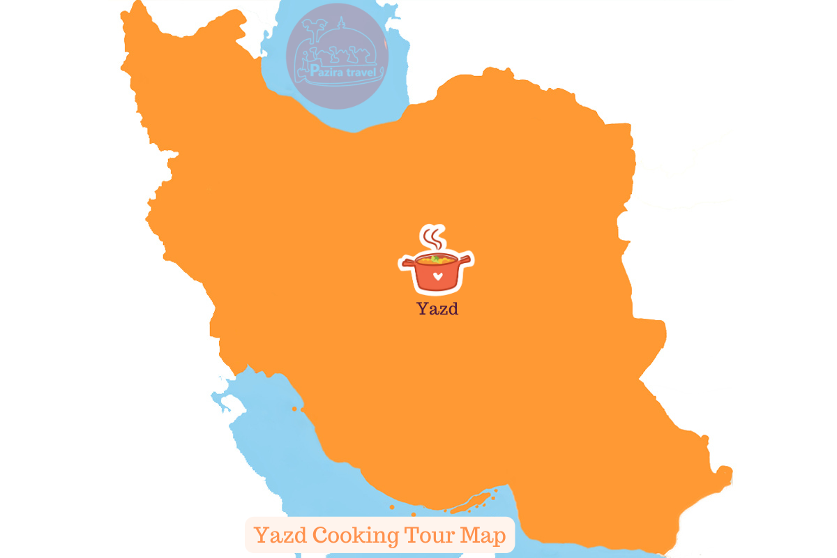 ¡Explora la ruta del viaje culinario de Yazd en el mapa!