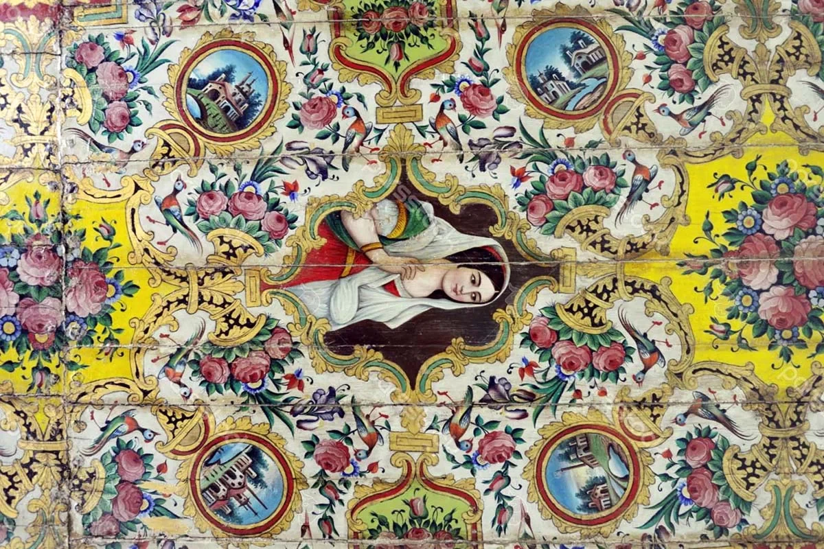 b2ap3 large Qavam house ceiling painting Qajar Shiraz
